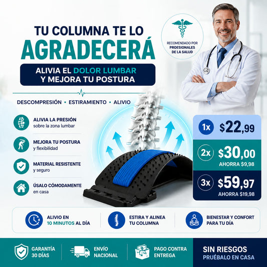 ESTIRADOR LUMBAR Y DE ESPALDA  — ALIVIO DE ESPALDA EN 5 MIN